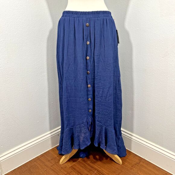 ALYX Maxi Skirt Women XL Navy Pullover Tiered Minimalist - Picture 1 of 7